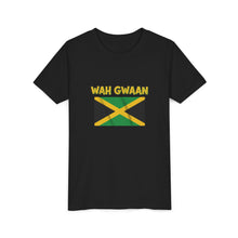 Load image into Gallery viewer, Youth Tee - "Wah Gwaan" Jamaican Flag Kids Shirt