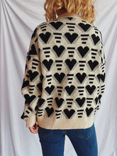 Load image into Gallery viewer, Heart Contrast Long Sleeve Dropped Shoulder Sweater