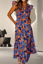 Load image into Gallery viewer, Ruffled Printed Cap Sleeve Dress
