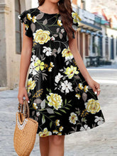 Load image into Gallery viewer, Flower Round Neck Tiered Dress