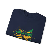 Load image into Gallery viewer, Out of Many One People Sweatshirt – Jamaican Flag Unity Crewneck