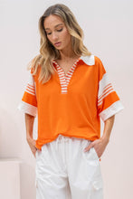 Load image into Gallery viewer, Hailey Contrast Stripe Polo Shirt