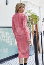 Load image into Gallery viewer, Mixed Knit V-Neck Cardigan Skirt Set