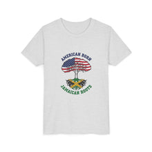 Load image into Gallery viewer, Youth Tee - "American Born Jamaican Roots" Patriotic USA/Jamaica Tree Graphic