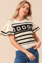 Load image into Gallery viewer, Gabby Square Short Sleeve Striped Sweater