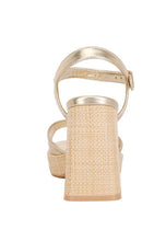 Load image into Gallery viewer, Lofty Metallic Faux Leather Block Heel Sandals