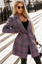 Load image into Gallery viewer, Plaid Lapel Collar Longline Blazer
