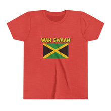 Load image into Gallery viewer, Youth Tee - "Wah Gwaan" Jamaican Flag Kids Shirt