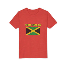 Load image into Gallery viewer, Youth Tee - "Wah Gwaan" Jamaican Flag Kids Shirt