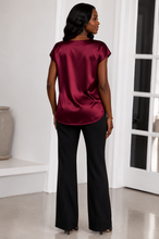 Load image into Gallery viewer, Satin V-Neck Short Sleeve Blouse