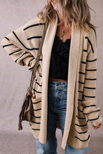 Load image into Gallery viewer, Stripe Shawl Neckline Open Cardigan with Pockets