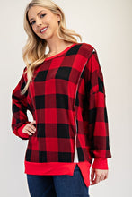 Load image into Gallery viewer, Nancy High-Low Plaid Sweatshirt