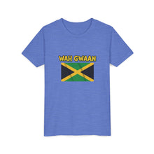 Load image into Gallery viewer, Youth Tee - "Wah Gwaan" Jamaican Flag Kids Shirt