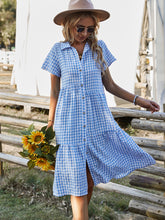 Load image into Gallery viewer, Kelly Plaid Short Sleeve Midi Dress