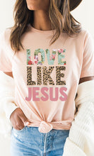 Load image into Gallery viewer, Love Like Jesus Leopard Floral PLUS Graphic Tee