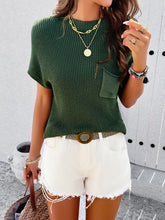 Load image into Gallery viewer, Round Neck Rib Trim Short Sleeve Knit Top