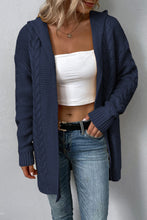 Load image into Gallery viewer, Cable-Knit Dropped Shoulder Hooded Cardigan