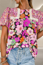 Load image into Gallery viewer, Floral Round Neck Puff Sleeve Blouse