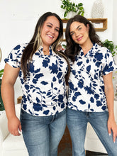 Load image into Gallery viewer, Flower Notched Short Sleeve Blouse