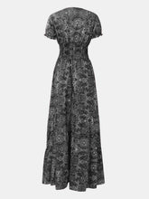 Load image into Gallery viewer, Full Size Smocked Printed V-Neck Short Sleeve Dress