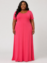 Load image into Gallery viewer, Reba Solid Color Short Sleeve Maxi Dress Plus Size