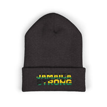 Load image into Gallery viewer, Jamaica Strong Embroidered Cuffed Beanie — Reggae Flag Knit Hat