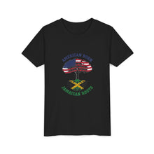 Load image into Gallery viewer, Youth Tee - "American Born Jamaican Roots" Patriotic USA/Jamaica Tree Graphic