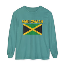 Load image into Gallery viewer, WAH GWAAN Jamaican Flag Long Sleeve Tee