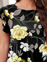 Load image into Gallery viewer, Flower Round Neck Tiered Dress