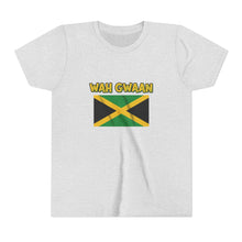Load image into Gallery viewer, Youth Tee - "Wah Gwaan" Jamaican Flag Kids Shirt