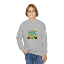 Load image into Gallery viewer, Youth Crewneck Sweatshirt - "Wi Likkle But Wi Tallawah" Jamaican Flag Kids Sweatshirt