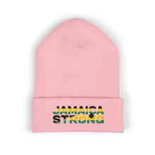 Load image into Gallery viewer, Jamaica Strong Embroidered Cuffed Beanie — Reggae Flag Knit Hat