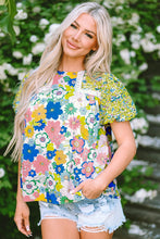 Load image into Gallery viewer, Floral Round Neck Puff Sleeve Blouse