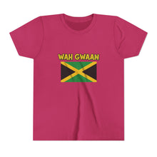 Load image into Gallery viewer, Youth Tee - "Wah Gwaan" Jamaican Flag Kids Shirt