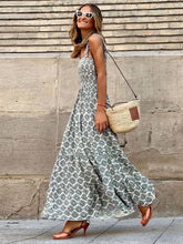 Load image into Gallery viewer, Smocked Printed Square Neck Sleeveless Dress