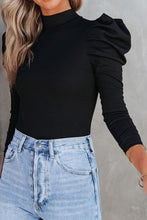 Load image into Gallery viewer, Mock Neck Puff Sleeve Bodysuit