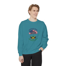 Load image into Gallery viewer, American Born Jamaican Roots Sweatshirt — Patriotic Jamaica Flag Crewneck