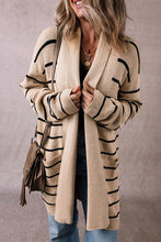 Load image into Gallery viewer, Stripe Shawl Neckline Open Cardigan with Pockets