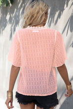 Load image into Gallery viewer, Swiss Dot Lace Trim Flutter Sleeve V-Neck Blouse