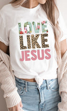 Load image into Gallery viewer, Love Like Jesus Leopard and Floral Graphic Tee