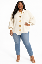 Load image into Gallery viewer, Kylie Gold Buttons Lantern Sleeve Cardigan