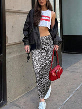 Load image into Gallery viewer, Honey Slit Leopard Midi Skirt