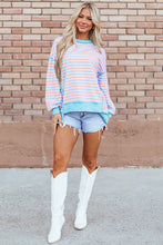 Load image into Gallery viewer, High-Low Striped Long Sleeve Sweatshirt