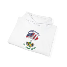 Load image into Gallery viewer, American Born Jamaican Roots Hoodie — Patriotic USA/Jamaica Flag Graphic