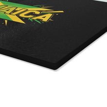 Load image into Gallery viewer, Jamaica Glass Cutting Board — Jamaican Flag Graphic Kitchen Prep Board