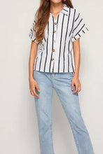 Load image into Gallery viewer, Striped Button Up Short Sleeve Shirt