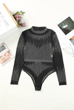 Load image into Gallery viewer, Rhinestone Round Neck Long Sleeve Bodysuit