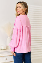 Load image into Gallery viewer, Exposed Seam Buttoned Notched Neck Blouse
