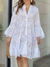 Load image into Gallery viewer, Kacey Eyelet Notched Long Sleeve Dress