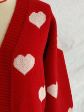 Load image into Gallery viewer, Heart Open Front Long Sleeve Cardigan